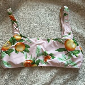 Pastel colored bikini top - pastel pink color with orange fruit